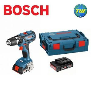 Bosch 18V GSB18-2-LI Plus Combi Drill with 2x 2.0Ah Li-ion Batteries & L-Boxx