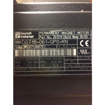 REXROTH Japan china Indramat MKD071B-061-GP0-KN Permanent Magnet Motor  part 261314