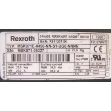 Origin  REXROTH  PERM MAGNET MOTOR  MSK071E-0450-NN-S1-UG0-NNNN  60 Day Warranty