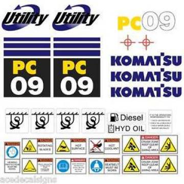 Komatsu PC09  Decals Stickers, repro Kit for Mini Excavator