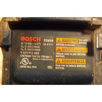 BOSCH MODEL #33614 CORDLESS 1/2&#034; CHUCK 14.4V DRILL/DRIVER PLUS BATTERY &amp; CHARGER