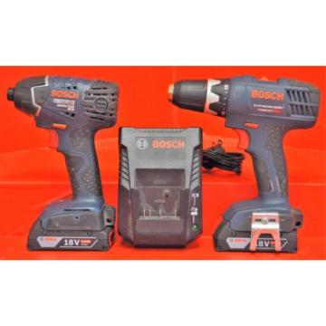 Bosch 2 Pc Drill Combo Set Impact Drill/ Driver &amp; Fastening Driver W/ Charger