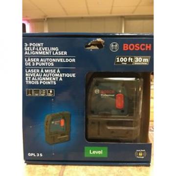 NEW BOSCH GPL 3 S 100FT 3-Point Self-Leveling Alignment Laser GPL3S GPL3 S