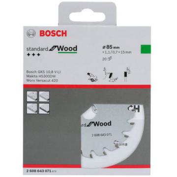 Bosch Ø85mm (3 1/2&#034;) 20T Standard Circular Saw Blade 2608643071 for Wood