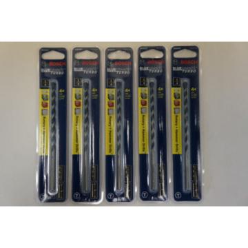 (5 Pack) Bosch HCBG06T 1/4&#034; x 6&#034; Blue Granite Turbo Carbide Hammer Drill Bit