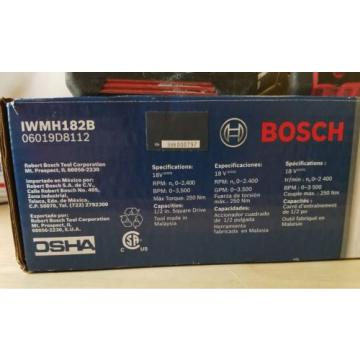 Bosch 18V Cordless Li-Ion 1/2&#034; Brushless Impact Wrench IWMH182B BUNDLE