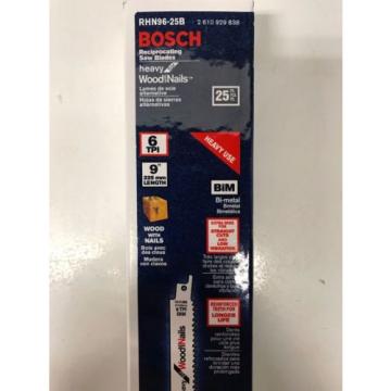 25 pack Bosch RHN96-25b 9&#034; 6TPI reciprocating saw blades sawsall (Free Shipping)