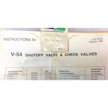 LINDE 998186 V-54/CV-2 FUEL GAS SHUT OFF VALVE NEW IN BOX