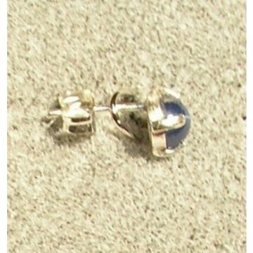 VINTAGE LINDE LINDY PETITE 5MM RD CF BLUE STAR SAPPHIRE CREATED STUD EARRING SS