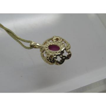 Solid 14k Yellow Gold Pink Ruby Lindi Linde Lindy Star Diamond Pendant Necklace