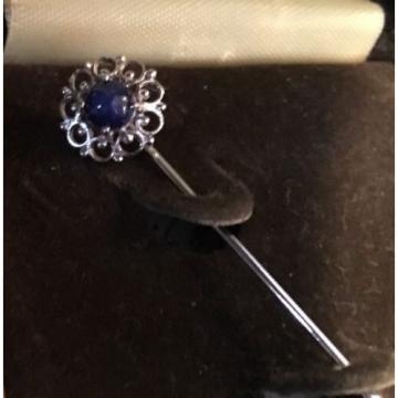 Vintage Blue Linde Star Sapphire Sterling Silver Cravat Stick Pin