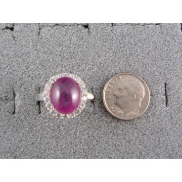 PMP LINDE LINDY TRANSPARENT RED STAR SAPPHIRE CREATED HALO RING RD PLT .925 SS