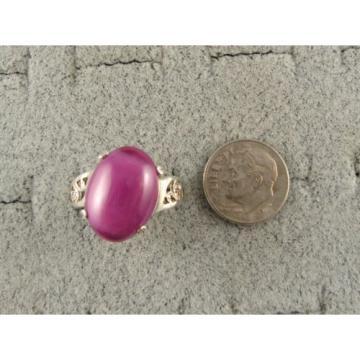 16X12MM 9+CT LINDE LINDY PINK STAR SAPPHIRE CREATED RUBY SECOND Q RING .925 SS