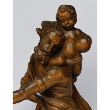Skulptur Figur Holz Linde handgeschnitzt Heiliger Christophorus 1950/ 60 H 52 cm