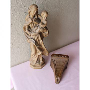 schöne handgeschnitzte Madonna mit Jesuskind aus Linde mit Wandsockel - 40 cm