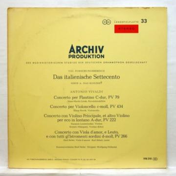EMIL SEILER, LINDE - VIVALDI the italian settecento ARCHIV SAPM Orig LP EX++