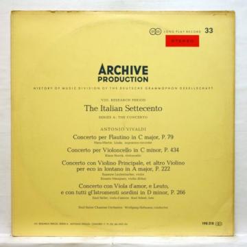 EMIL SEILER, LINDE - VIVALDI the italian settecento ARCHIV SAPM Orig LP EX++