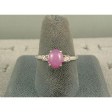 VINTAGE LINDE LINDY DUSKY ROSE STAR SAPPHIRE CREATED ACCENTD RING RD PLT .925 SS