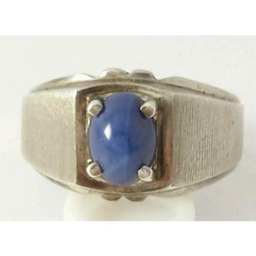 Brushed Sterling Silver Linde Star Sapphire Ring Size 7 1/2