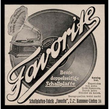 Alte Reklame 1910 Favorite Hannover-Linde Beste doppelseitige Schallplatte