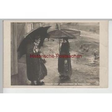 (75965) Künstler AK Hermann Linde, Dachauerinnen bei Regenwetter 1908