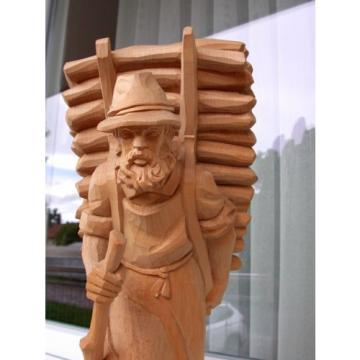 Kraxenträger  50cm, Linde natur Holzfigur ,Skulptur,  echte Holzschnitzerei ,