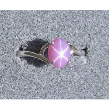 VINTAGE LINDE LINDY DUSKY ROSE STAR SAPPHIRE CREATED BYPASS RING RD PLT .925 SS