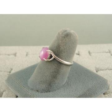 VINTAGE LINDE LINDY DUSKY ROSE STAR SAPPHIRE CREATED BYPASS RING RD PLT .925 SS
