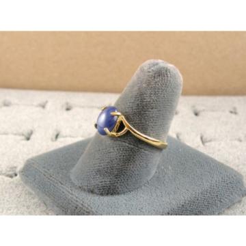 SIGNED VINTAGE LINDE LINDY CRNFLWER BLUE STAR SAPPHIRE CREATED RING YGP .925 SS