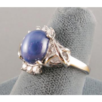 VINTAGE SIGNED LINDE LINDY CF BLUE STAR SAPPHIRE CREATED C H RING RD PLT .925 SS