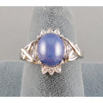 VINTAGE SIGNED LINDE LINDY CF BLUE STAR SAPPHIRE CREATED C H RING RD PLT .925 SS