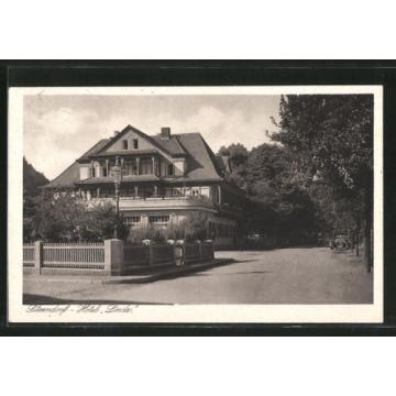 alte AK Sitzendorf, Ortsstraße mit Hotel Zur Linde 1929
