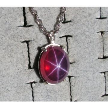 90+ CT PMP LINDE LINDY TRAN RED STAR RUBY CREATED SAPPHIRE PENDANT CHAIN .925 SS