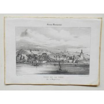 Lithographie Originale XIXème - Ville de la Linde - J. Philippe
