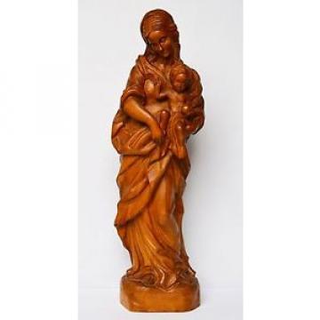 Skulptur Holz Linde handgeschnitzt Madonna mit Kind sign. HW 50er/60er H. 68,5cm