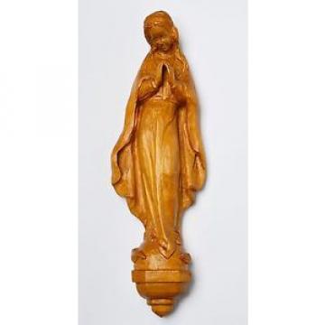 Skulptur Holz Linde handgeschnitzt Maria Immaculata Wandskulptur 50/60er H. 45cm