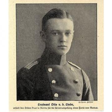 Leutnant Otto v. d. Linde erhielt den Orden Pour le Mérite für Namur-Einsatz1914