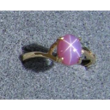 VINTAGE LINDE LINDY DUSKY ROSE STAR SAPPHIRE CREATED BYPASS RING YLGDPLT .925 SS