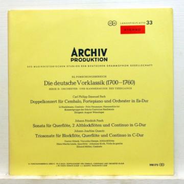 ARCHIV SAPM red stereo KOCH LINDE MULLER - CPE BACH double concerto LP EX++