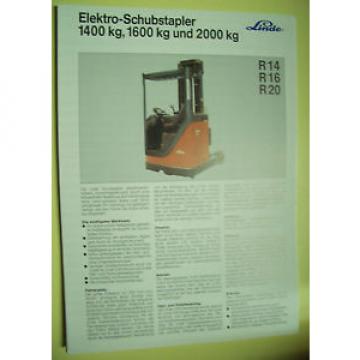Sales Brochure Original Prospekt Linde Elektro-SchubStapler R14, R16, R20