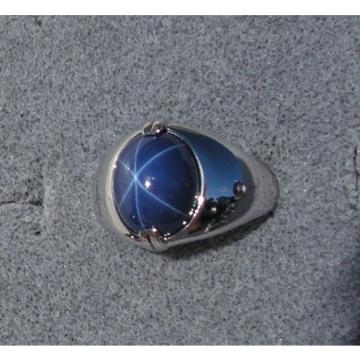 VINTAGE SIGNED LINDE LINDY CRNFLWR BLUE STAR SAPPHIRE CREATED RING RHD P .925 SS