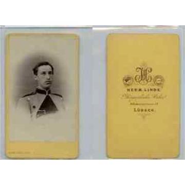 H. Linde, Portrait d&#039;un militaire CDV vintage albumen carte de visite,  T