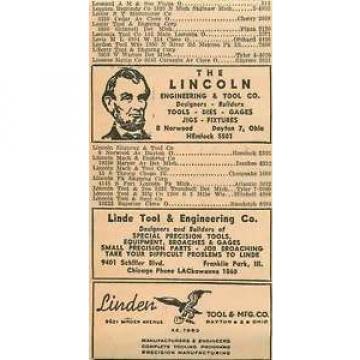 1946 Linde Tool Engineering Franklin Park Licoln Dayton Ohio Ad