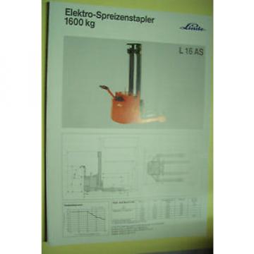 Sales Brochure Original Prospekt Linde Elektro-Speizenstapler L 16 AS