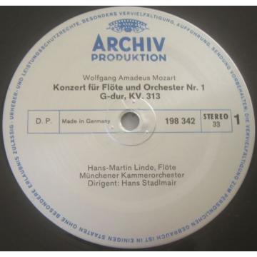 Mozart Flute / Oboe Concerto Linde - Holliger - Stadlmair ARCHIV 198342 lp EX