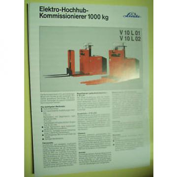 Sales Brochure Original Prospekt Linde Elektro-Hochhub-Kommisionierer V 10 L 01