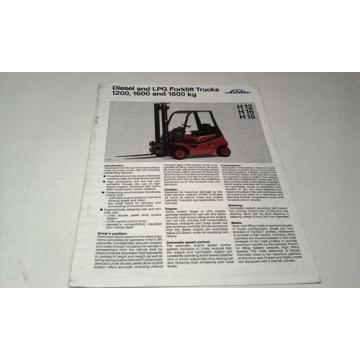 1989 LINDE FORK LIFT TRUCKS Orig Sales Brochures