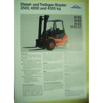 Sales Brochure Original Prospekt Linde Diesel-und Treibgas-Stapler H35,H40,H45,