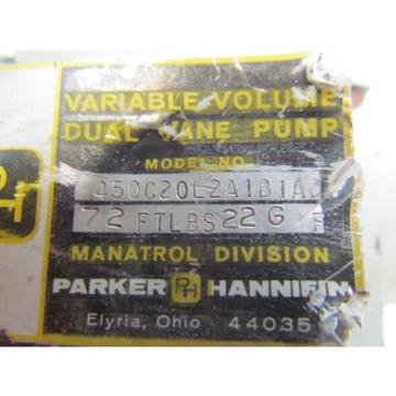 Parker Hannifin 450C20L2A1B1AC 72FTLBS22G-F Variable Volume Dual Vane Pump