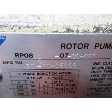 DAIKIN ROTOR PUMP RP08A1-07-30-001 30-PC-05009 CLASS E IP54 S1 MAZAK QT-6G